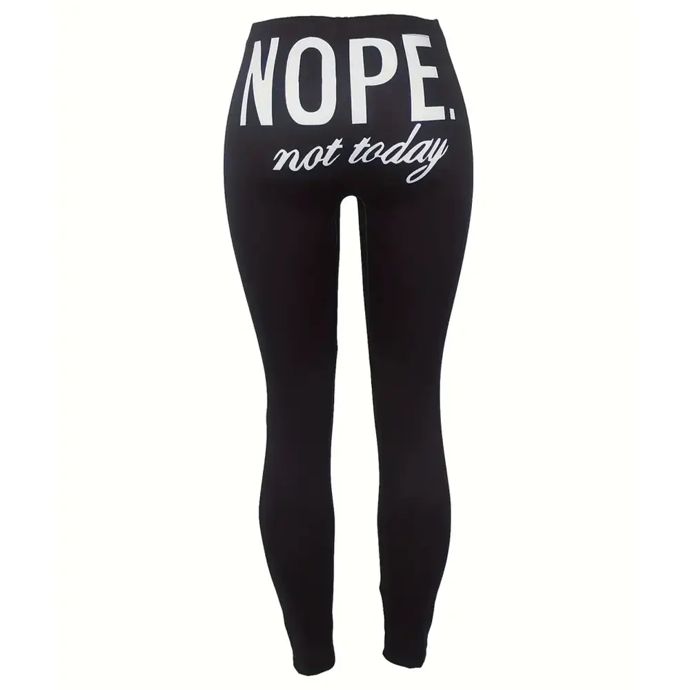 Women's Nope Not Today Leggings, Nope Not Today Leggings Print Skinny Leggings, Casual Elastic Waist Stretchy Leggings
