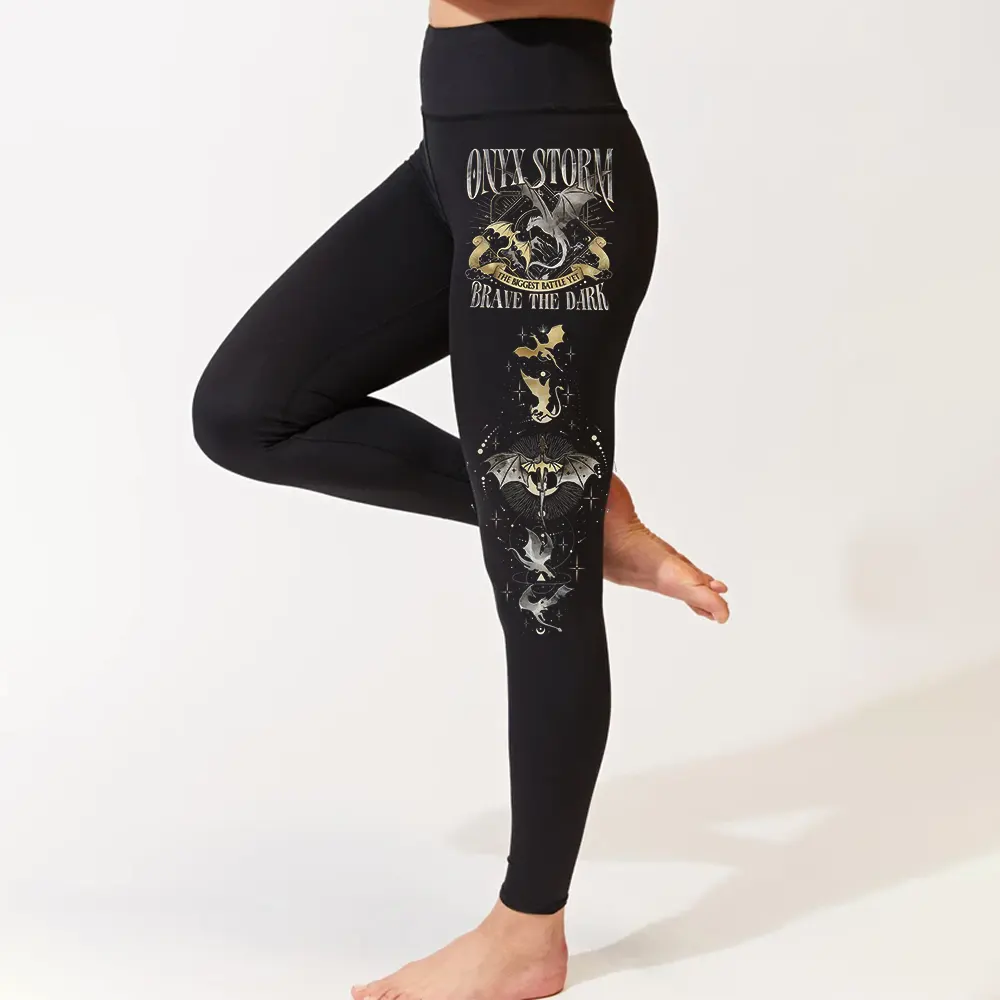 LEGGING0051 Onyx Storm Brave The Dark Legging Fourth Wing Series Legging For Fan Violet Sorrengail Dragon Rider Legging Gift For Book Lover Legging Women 1