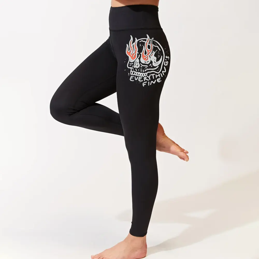 Everythings Fine Skeleton Shirt Retro Rockn Roll Skeleton Legging, Sarcastic Halloween Legging, 90s Grunge Legging, Gothic Skull Legging